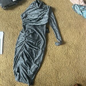 Shimmery silver one arm dress